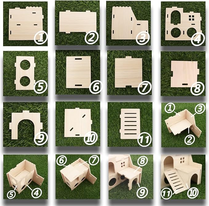 Large Hamster Maze Wood House Fun Slide House Double-Decker Hut Chew Toys for Bigger Syrian Hamsters Dwarf Gerbil Mouse Mice Rat Small Animals