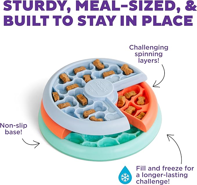 Outward Hound by Nina Ottosson Lickin’ Layers Small 3-in-1 Dog Puzzle Feeder, Lick Mat & Slow Bowl – Puppy Enrichment Toy for Small Dogs, Dishwasher Safe