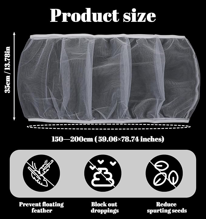 Bird Cage Netting Seed Catcher, White Adjustable Large Bird Cage Seed Catcher Stretchy Birds Cages Cover, Easy to Install, Fits Most Cages, Ideal for Parrots Enclosures