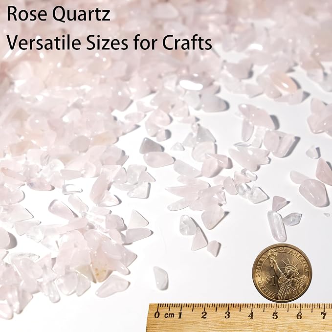 Rose Quartz & Clear Quartz Chips Bulk 2lbs, 2400+ Pieces, 5-8mm Gemstones