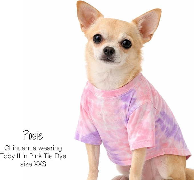 Pet Passion Toby II - The Perfect Tee, 3 Pack Short Sleeve Pet T-Shirt 100% Organic Cotton Tees Clothes for Small, Medium, Large Dogs, Pink Tie Dye, X-Small (5-12 lbs)