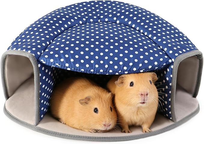 Guinea Pig Hideout Tunnel Bed, Washable Soft Small Animal Hideaway for Ferret, Chinchilla, Dwarf Bunny - House Pet Cage Accessory