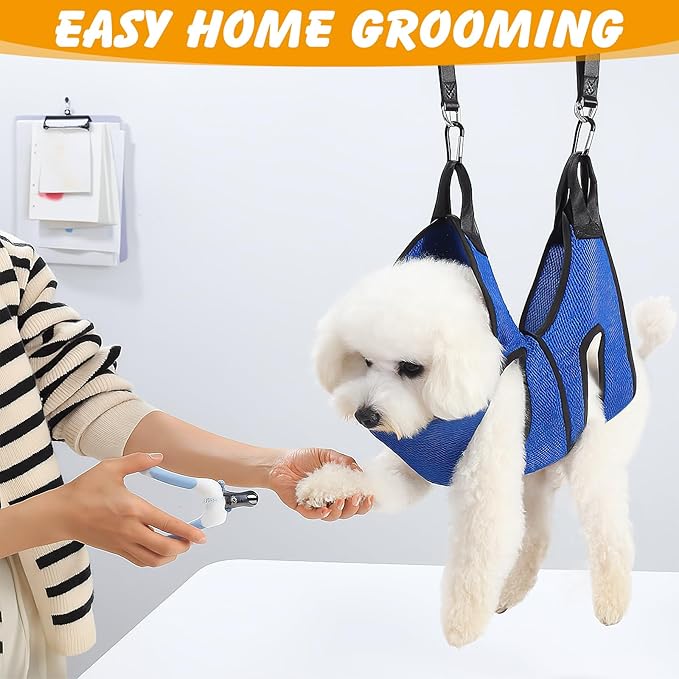 ondware Dog Grooming Hammock for Nail Trimming, Pet Grooming Sling Harness Kit, Safe Dog Restraint Hammock for Cats and Small Dogs, Home Grooming Supplies