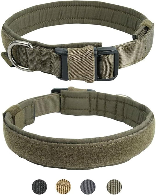 EXCELLENT ELITE SPANKER Tactical Small Puppy Dog Collar Nylon Adjustable Heavy Duty Military for Small Medium and Large Dogs Pet Soft Padded Dog Collar(RGN-L)