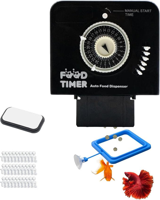 Automatic Fish Feeder for Aquarium, Auto Feeder Aquarium Tank,Up to 30 Feedings A Day,with Food Containers 150 ML Capacity, Fish Feeding Ring, Suitable for Fish Tank, Big Aquariums