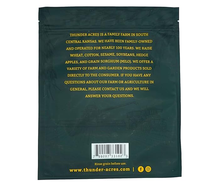 Thunder Acres Wheat Seed, Glysophate Free, Non GMO, Wheatgrass, Hard Red Winter Wheat Berries (5lbs)