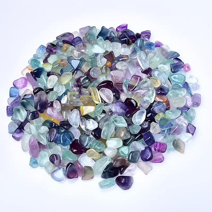Erliway 100g Natural Rainbow Fluorite Crystal Chips 7-9mm Tumbled Stones | Small Crushed Crystal Stone, Polished Crystals Chips for Fish Tank, Healing Tumbled Rocks for Reiki Jewelry Making Home Décor