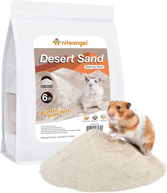 Niteangel Hamster Desert Bath Sand | No-Dust Bath or Potty Litter Sand for Hamster Chinchillas Gerbil Mice Degu or Other Small Pets