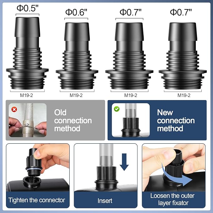 hygger 2-in-1 400GPH Submersible Pump 25W,Side and Bottom Suction Fountain Water Pump with 6.6ft High Lift,Quick Water Change with 4 Interchangeable Nozzles for Aquarium, Fish Tank, Hydroponics,Pond
