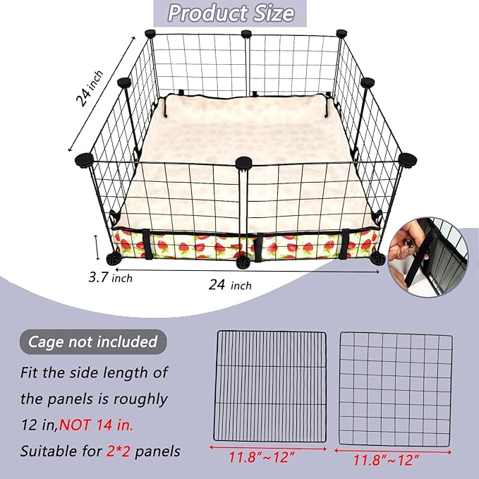 Guinea Pig Cage Liner，Washable Waterproof Oxford Cloth Cage Liners for Small Animals,Hamster Chinchilla Hedgehog Rabbit and Other Small Animals Not Include Cage(24x24 inches)
