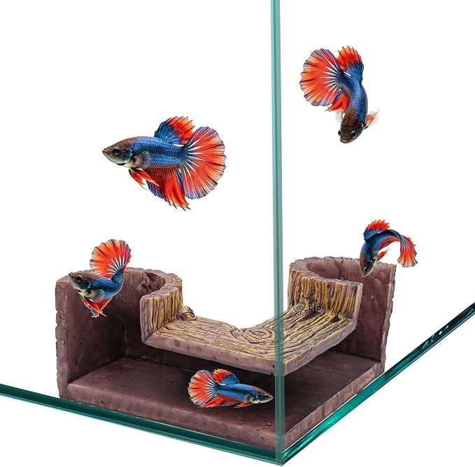 Fish Tank Accessories, Resin Natural-Looking Wood-Like Aquarium Cave, Tunnel Cave & Hideout for Aquarium, Fish Tank Decorations for Guppy, Neon Tetra, Corydoras Catfish, Betta