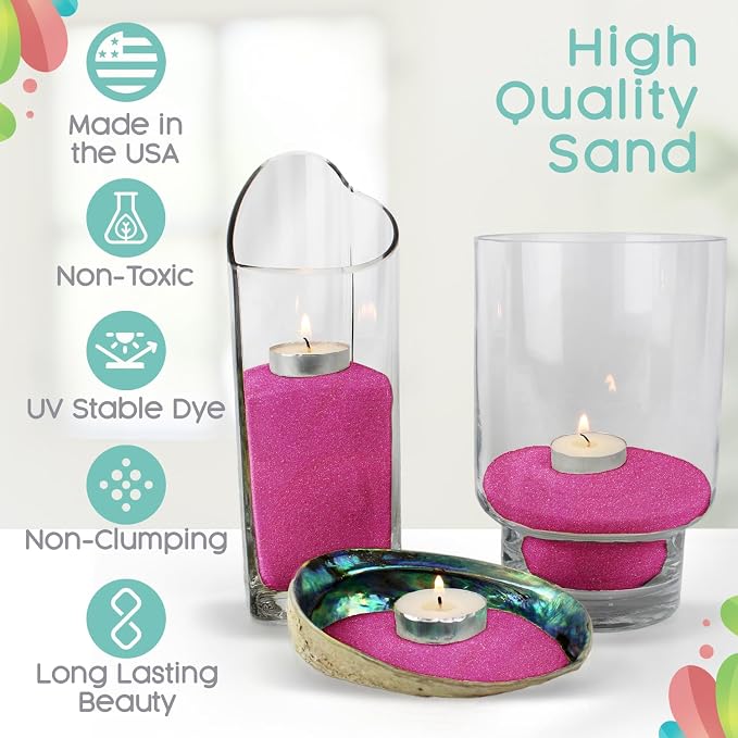 Sandsational Sparkle Begonia Unity Sand, 1 LB (16 oz), Colored for Weddings, Vase Filler, Home Décor, Craft, Aquarium, and More