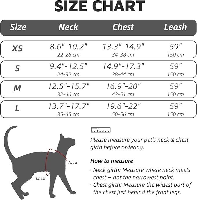 Escape-Proof Cat Harness and Leash Set - Adjustable and Comfortable - Ideal for Walking Cat Outdoors - Fits Small Dogs, Kittens, Medium, and Large Cats (Yellow, M)