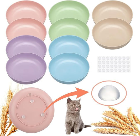 10 Pcs Whisker Fatigue Cat Bowl, 5.5 Inch Shallow Cat Food Dish with Non Slip Feet Flat Cat Food Plates Kitten Cat Food Bowl Set for Wet Food and Water