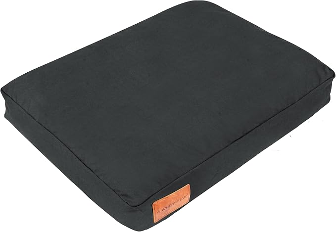 WHITEDUCK Outdoor Dog Bed Heavy-Duty 12oz Canvas, Water-Repellent Cotton, Machine Washable Removable Cover with Full-Length Zipper, Dog Bed for Large Dogs & Crate, (Black) 28" Lx20 Wx4.3 th (S)