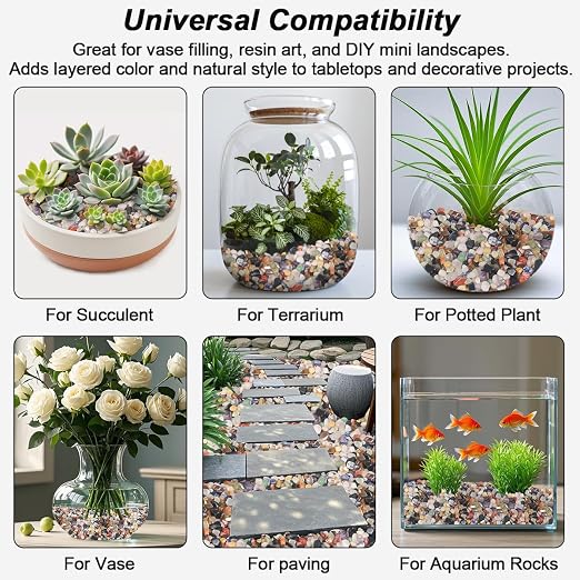 Smoothed River Rocks, Decorative Landscaping Pebbles for Aquarium Fish Tank | Multi-Use Ornamental Gravel, DIY Smooth Stones for Potted Plants, Resin Art & Vase Fillers Decor(10 Pounds)
