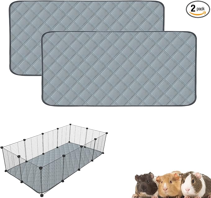 2 Pack Guinea Pig Cage Liners Washable Guinea Pig Bedding Waterproof | Super Absorbent | Non Slip | Reusable Guinea Pig Pee Pads for Small Animals Rabbit Hamster Rat - for Midwest 48" x 24"