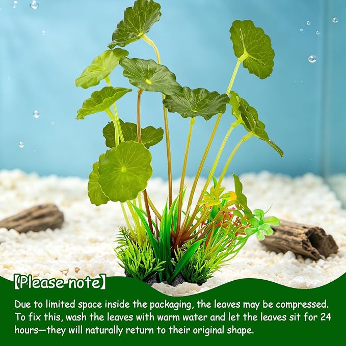 Silk Aquarium Plants 2-Pack 9.1 Inches (Green) | Soft non-toxic silk, realistic and fade-resistant, weighted base, easy installation, for tanks.