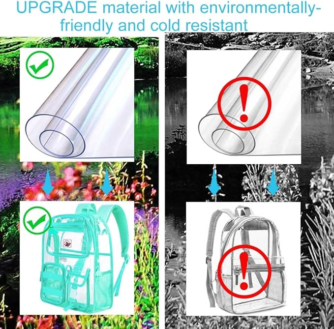 CCJPX 3Pcs Clear Backpack for Girls, School Transparent Bookbag, Heavy Duty See Through Backpacks for Teens Elementary