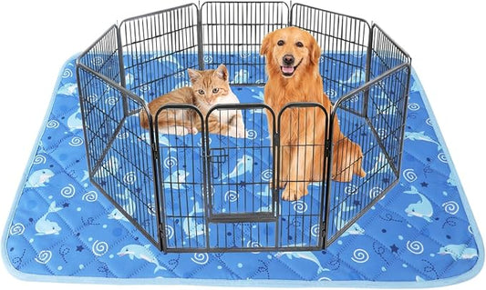 IEUUMLER Washable Pee Pads for Dogs, 1 Pack Non-Slip & Waterproof Pack Whelping Pad, Reusable Washable Puppy Potty Training Pad with Fast Absorbent for Playpen EU007 (Dolphin, 63"X63"-1pcs)