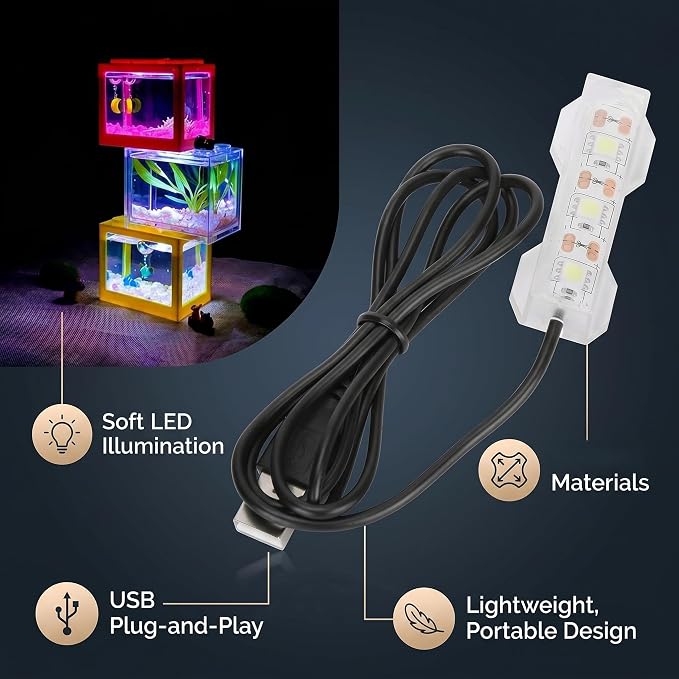 GLOGLOW Aquarium Light, USB Aquarium Light Weight Small Water Plant Light Fish Desktop Mini Decoration Soft LED Lighting Lamp