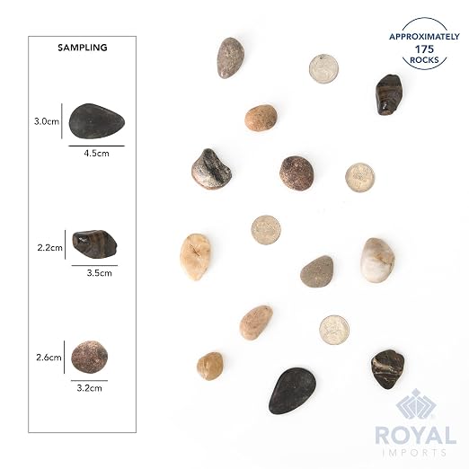 Royal Imports River Rocks, Aquarium Gravel – Natural 1"- 1.5" - 5 lbs | Decorative Ornamental Vase Filler Pebbles for Potted Plants, Terrariums, Vases, Succulents, Fish Tank Gravel, DIY & Crafting