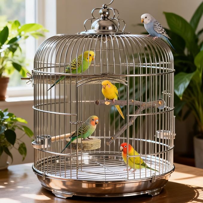 8 Pack Natural Wood Bird Perches, Parrot Perch Stand Bird Cage Accessories for Budgerigar Cockatiels, Conures, Lovebirds (L)