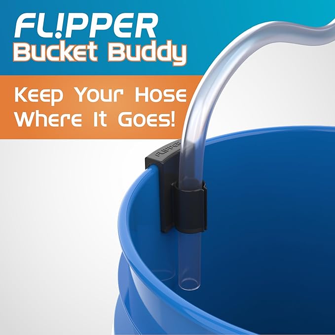 Flipper Bucket Buddy Aquarium Bucket Organizer, Hose Holder Clip for 5 Gallon Buckets, Fish Tank Water Change Caddy for Siphon Hose, Scraper, Net, and Cleaning Tools