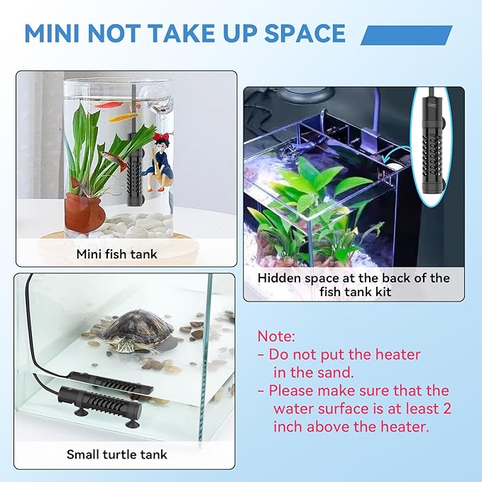 hygger Ceramic Submersible Aquarium Heater, New Explosion-Proof Fish Tank Water Heater with External Temp Controller Auto Thermostat Heater for Saltwater Freshwater (15W for 1~5 Gallon)
