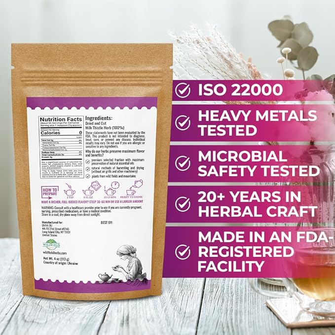 4 oz. Milk Thistle Herb Dried Milk Thistle Herbal Tea (Silybum Marianum) - 113g Herb Tea Cardo Mariano