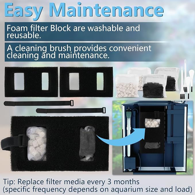 2Aquarium Filter Media Set for Fluval SPEC, EVO Betta Flex Desktop Aquarium | Filter Media Replacement Includes Biomax Filter Media, Carbon Filter Refills, Foam Filter, Filter Cord and Cleaning Brushes