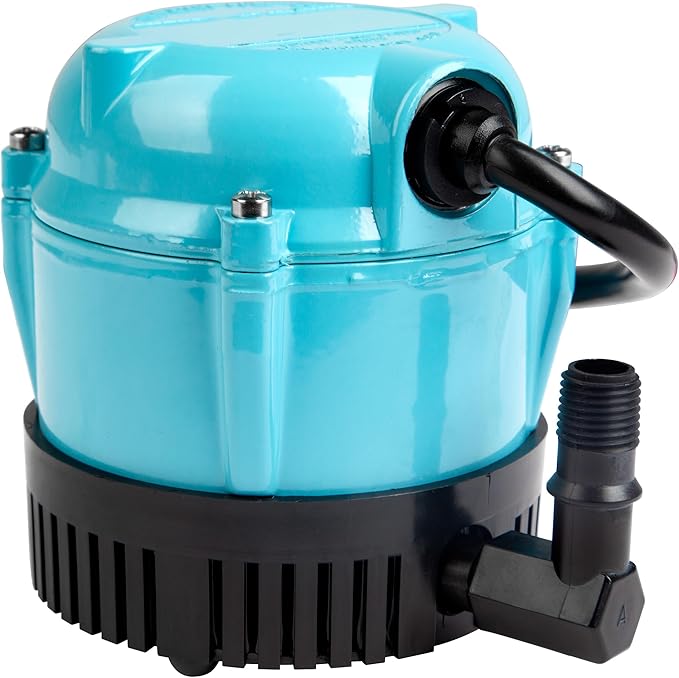 Little Giant 1-AA-18 115 Volt, 1/200 HP, 170 GPH Small Submersible Permanently Oiled Pump for Fountains, Water Displays and Air Conditioners, 18-Foot Cord, Blue, 500500