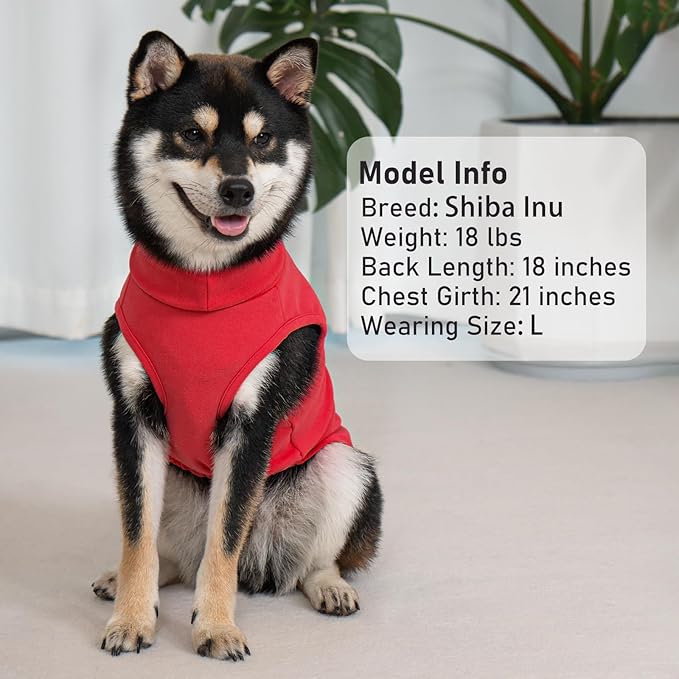 KYEESE 2Pack Dog Sweater Warm Lightweight Dogs Clothes Stretchy Dog Outfit for Small Dogs Boy Girl Soft Pets Fleece Sweater Turtleneck Pet Coat Comfy Sleeveless Doggie Sweatshirt Red,XL