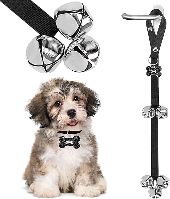 Dog Bells, Puppy Potty Training Bell Dog Doorbell Potty Train Dog Bell for Potty Training Door Bells for Dogs to Ring to Go Outside Jingle Bells (Black1, 1 PCS)