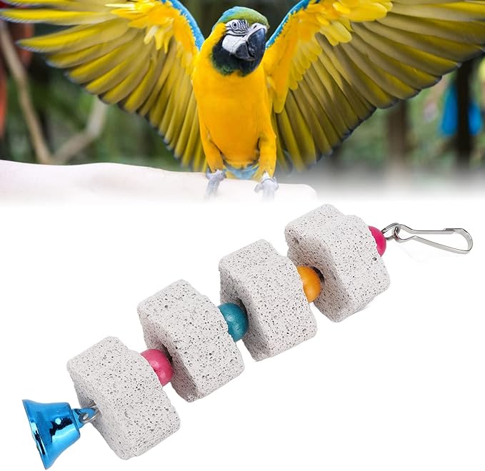 Parrots Chewing Supply, Bird Beak Grinding Stone Bell Teeth Grind Beaks Trimmed Pet Cage Accessories Wooden Blocks Craft Part Mini Chip Charms DIY Playing Shredding Chips Small Chew Foraging