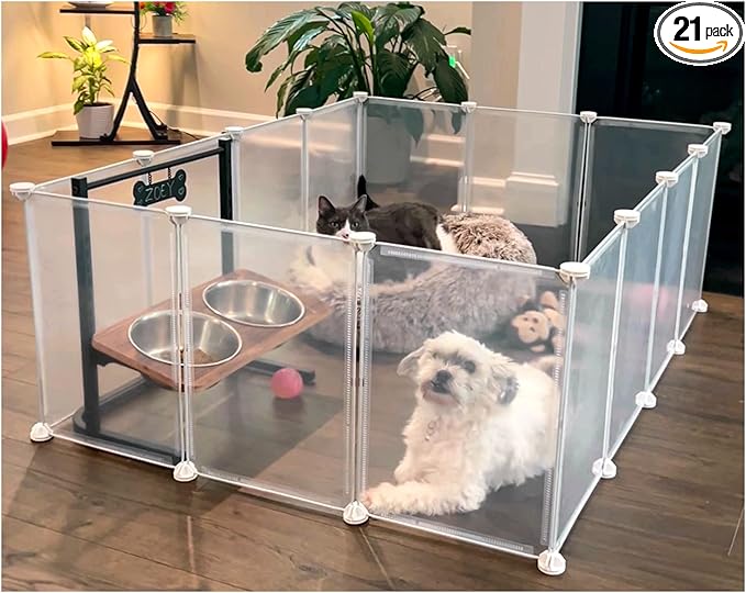 Indoor Puppy Playpen | Durable, Waterproof Pet Play Pen for Kittens, Rabbits, Guinea Pigs - DIY Easy Assembly, Safe & Secure, 16.5 X 12 Inch, 21 Panels