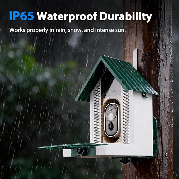 Smart Bird Feeder with Camera 2.5K HD, BOLITE Bird House for Outdoors, AI Auto-Capture & Motion Detection, Weatherproof Camera, Solar Powered, Great for Men Women Mom Dad & Bird Lovers, Green