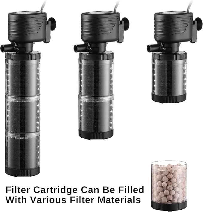 XpertMatic 3 Stages 475 GPH Aquarium Filter for Up to 120 Gallon Fish Tank | Submersible Internal Fish Tank Filter with Water Pump, Power Filter for Fish Tank, Pond