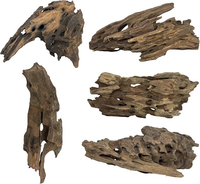 5 Pcs Natural Honeycomb Wood 6-8", Porous Aquarium Driftwood | Cholla Wood Shrimp Shelter Breeding Cave, Shrimp Dragon Wood for Fish Tank, Aquascaping, Reptile, Terrarium Decor