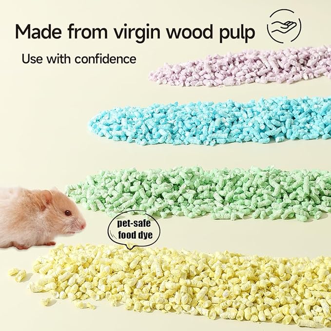Rabbit Bedding Guinea Pig Bedding : Odor Control & Moisture Absorbent Natural Paper Pellet Bedding - for Small Animal Guinea Pigs, Rabbits,Hamsters (Colourful, 2.2 lb)