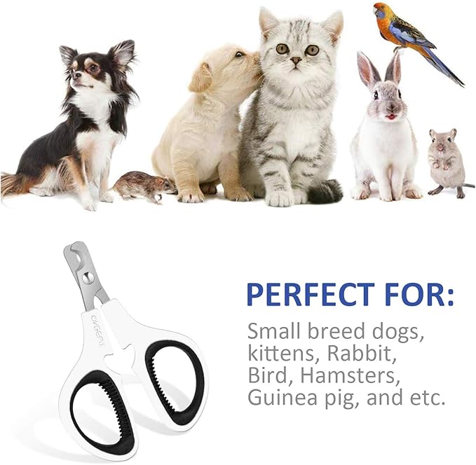 Pet Nail Clippers, Update Version Cat & Kitten Claw Nail Clippers for Trimming, Professional Pet Nail Clippers Best for a Cat, Puppy,Rabbit, Kitten & Small Dog,Sharp & Safe (Black)