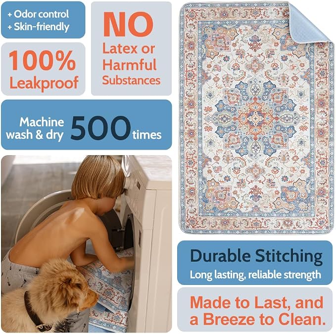Washable Pee Pads for Dogs, 2 Pack Reusable Puppy Training Pads 60"x48" Super Absorbent Waterproof Dog Training Pads, Non-Slip Potty Pads, Whelping Pads Litter Mat Beige