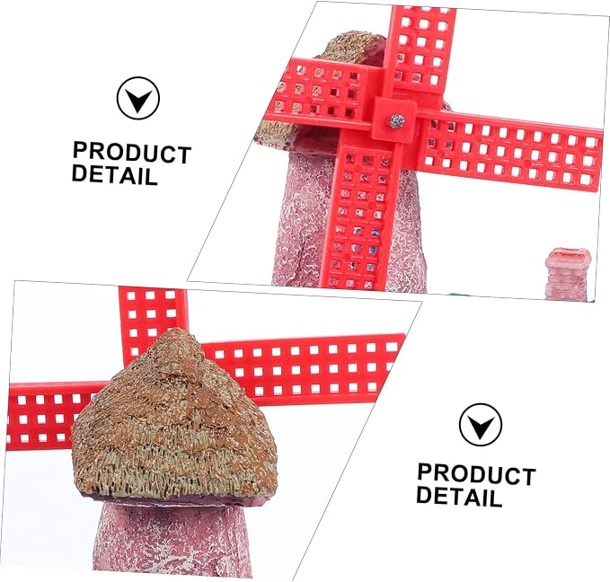 FOMIYES Fish Tank Windmill Ornament Home Decoration Fish Tank for Betta Fish Castle Aquarium Ornament Fish Hiding Cave Lizard Hideout Cinnamon Sticks Leopard Print Beard Resin, 12x7cm