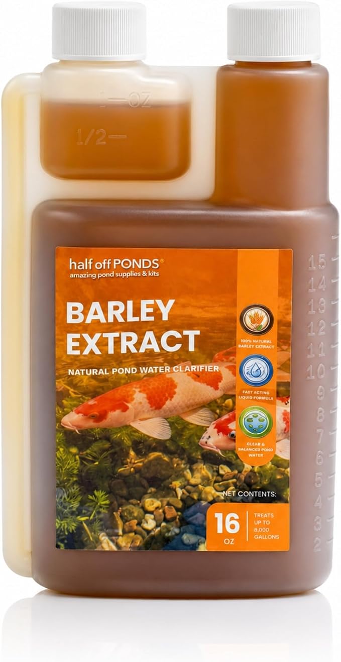 Barley Extract Pond Treatment for Clear Water & Natural Balance, 16 oz | Barley extract formula, helps reduce algae growth, promotes clear water, fish and plant safe, supports balanced pond health