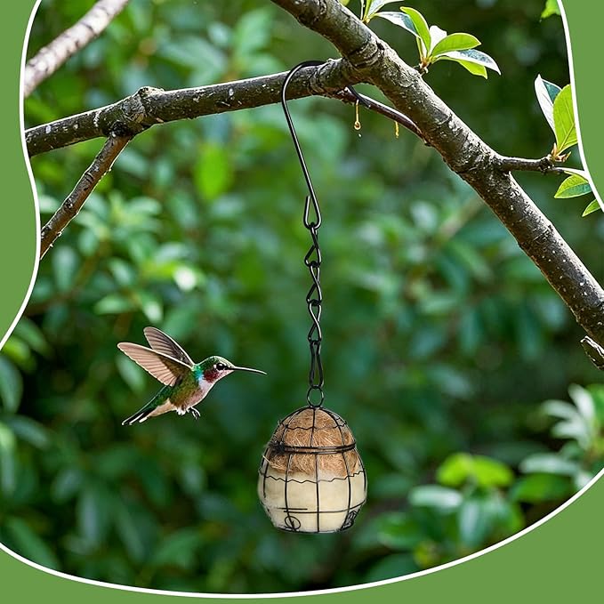 3PCS Bird Nesting Material, Refillable Hummingbird Nesters Cage Holder with Wool Material for Wild Birds Nesting Station, Nesting Balls for Bird Lover Gifts, Bird Watching Gifts for Outdoor Patio