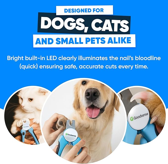 LED Pet Nail Clippers with Light for Safe Pet Grooming – Eco-Friendly Plastic, Sharp Blades for Dogs, Cats & Small Pets, Easy-to-Use Trimmer for Paws