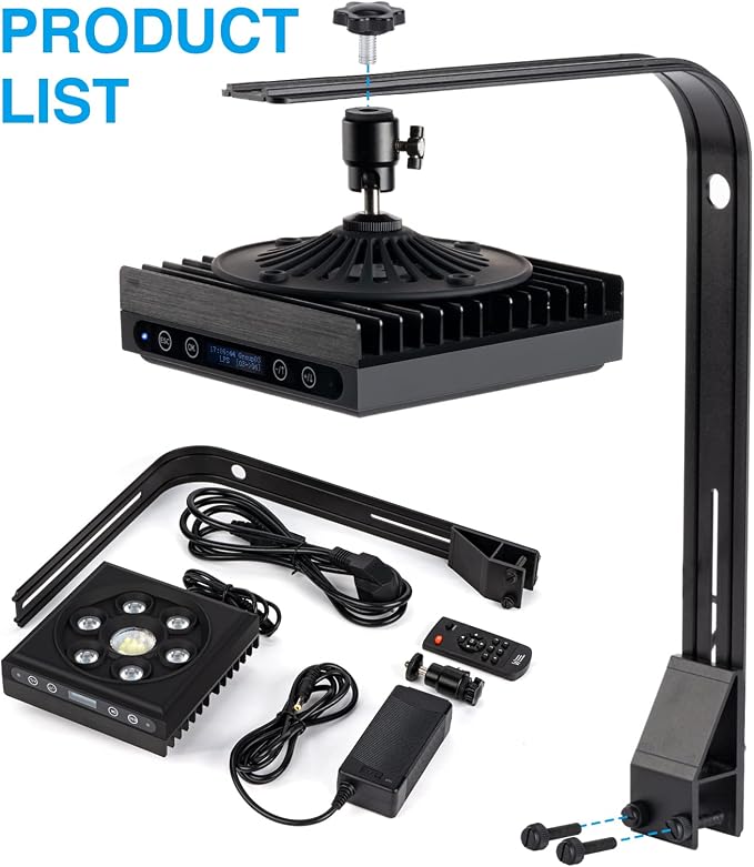 Aquarium Light-60 Watts Reef Light High Penetration Wide Coverage Sunrise Sunset Moonlight Saltwater Lights for Coral with Master Slave Group Control & Timer & Screen | High Penetration Wide Coverage,Sunrise Sunset Moonlight,Master Slave Group Control,...