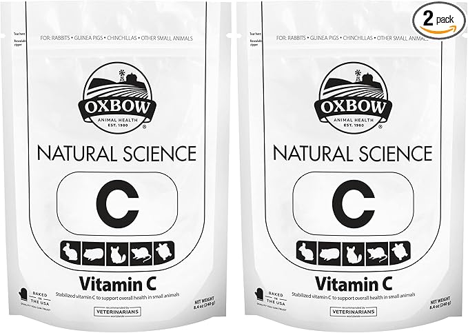 Oxbow Animal Health Natural Science Vitamin C Supplement,Vitamin C for Guinea Pig,Made with Oxbow Timothy Hay,Pet Supplements for Guinea Pigs,Veterinarian Formula,Made in USA,8.4 oz,(Pack of 2)