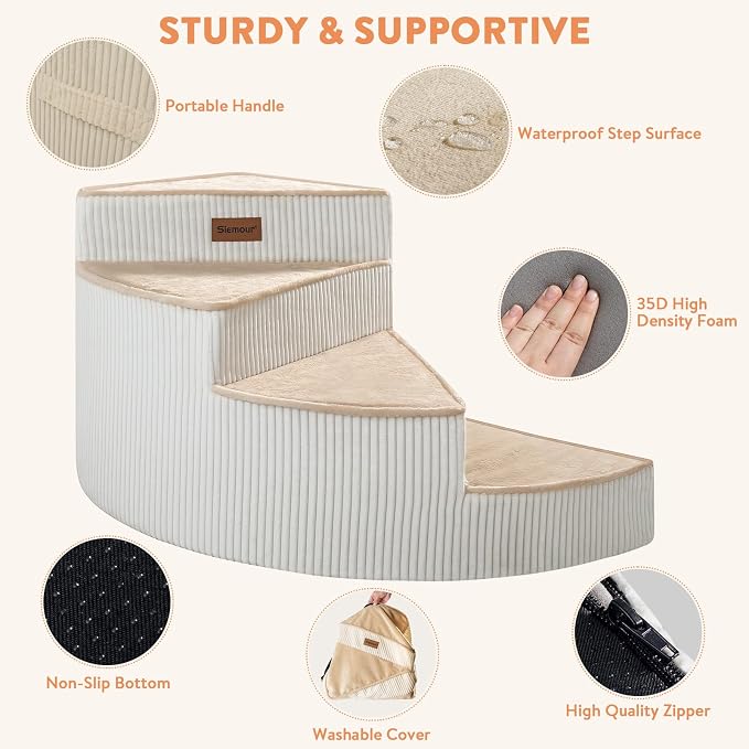 Spiral Dog Stairs for Small Dogs, Waterproof Pet Step for Chair, Sofa and Bed with Non-Slip Bottom