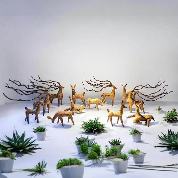 Azil Driftwood Deer Aquarium Decoration – Unique & Artistic Fish Tank & Terrarium Ornament, Safe & Eco-Friendly for Aquascaping & Reptile Habitats (Deer with Long Antlers)